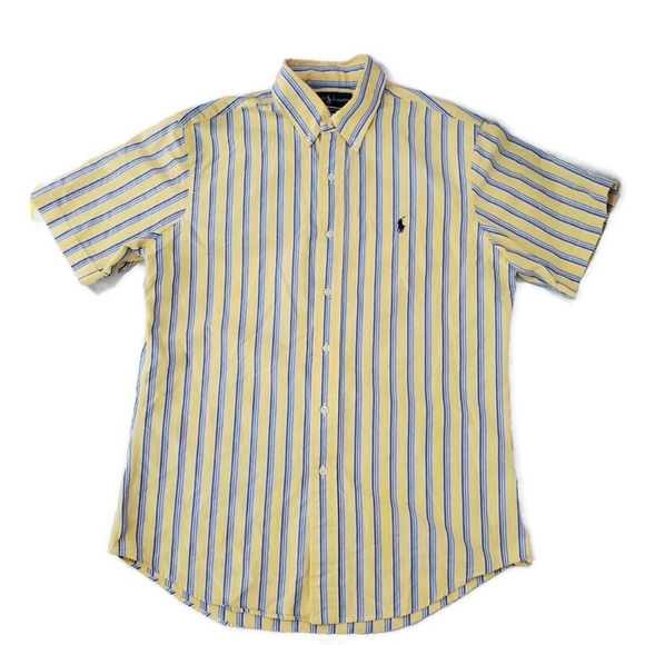Polo Ralph Lauren Other - POLO Ralph Lauren Yellow Striped Cotton Button Down Short Sleeve Shirt Sz M